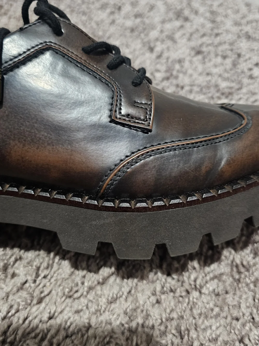 Franco Sarto Chunky Lace-Up Shoes in Dark Brown Balin Oxford Size 6.5
